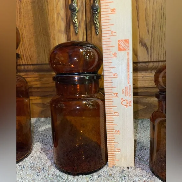 Vintage Apothecary Amber Jar Set